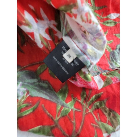 Isabel Marant Étoile Women Floral Sleeveless Ruffle Blouse Top Size 36 Red Green - Picture 4 of 8